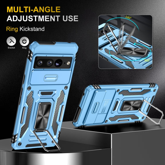 For Google Pixel 9 Pro XL 6.8 Armor PC + TPU Camera Shield Phone Case(Light Blue)