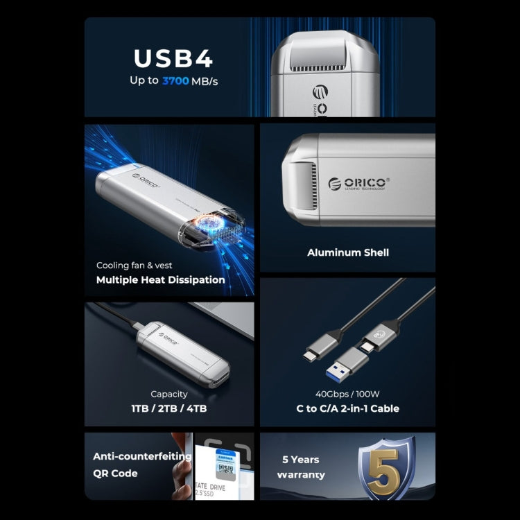 ORICO R40-2T 2TB 40Gbps Racing Car-Inspired Portable SSD Enclosure(Silver) - HDD Enclosure by ORICO | Online Shopping South Africa | PMC Jewellery | Buy Now Pay Later Mobicred