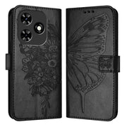 For Tecno Spark Go 2024 / Spark 20C Embossed Butterfly Leather Phone Case(Black)