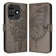 For Tecno Spark Go 2024 / Spark 20C Embossed Butterfly Leather Phone Case(Grey) - Tecno Cases by PMC Jewellery | Online Shopping South Africa | PMC Jewellery | Buy Now Pay Later Mobicred