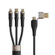 ROCK G20 Two to Three 5A USB+Type-C to 8 Pin+Type-C+Micro USB Fast Charging Data Cable, Length: 1.5m(Black) - Multifunction Cable by ROCK | Online Shopping South Africa | PMC TechLife | Buy Now Pay Later Mobicred