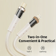 ROCK G20 2 in 1 5A USB-C/Type-C to USB-C/Type-C+8 Pin Transparent Fast Charging Data Cable, Length: 1.5m(Beige)