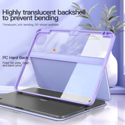 For iPad Air 13 2024 / Pro 12.9 2022 2-Fold Clear Acrylic Leather Tablet Case(Light Grey)