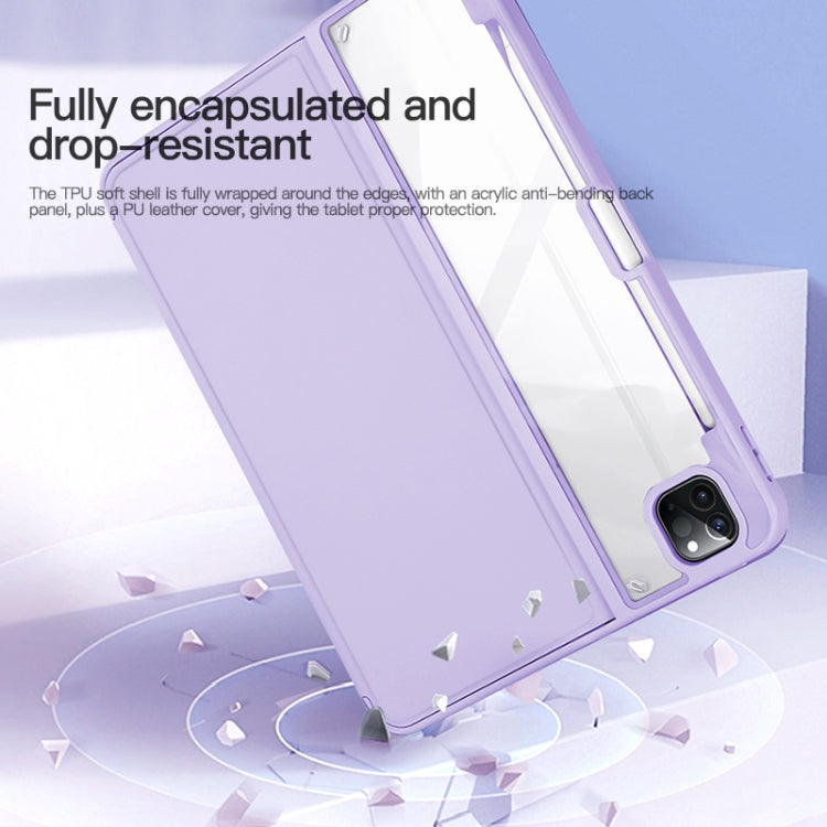For iPad Air 13 2024 / Pro 12.9 2022 2-Fold Clear Acrylic Leather Tablet Case(Light Purple) - iPad Pro 12.9 (2022/2021) Cases by PMC TechLife | Online Shopping South Africa | PMC TechLife | Buy Now Pay Later Mobicred