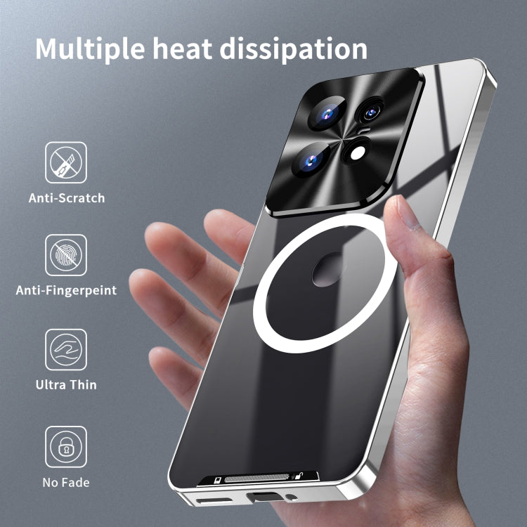 For Motorola Edge 50 Pro Frosted Metal MagSafe Magnetic Phone Case(Silver)