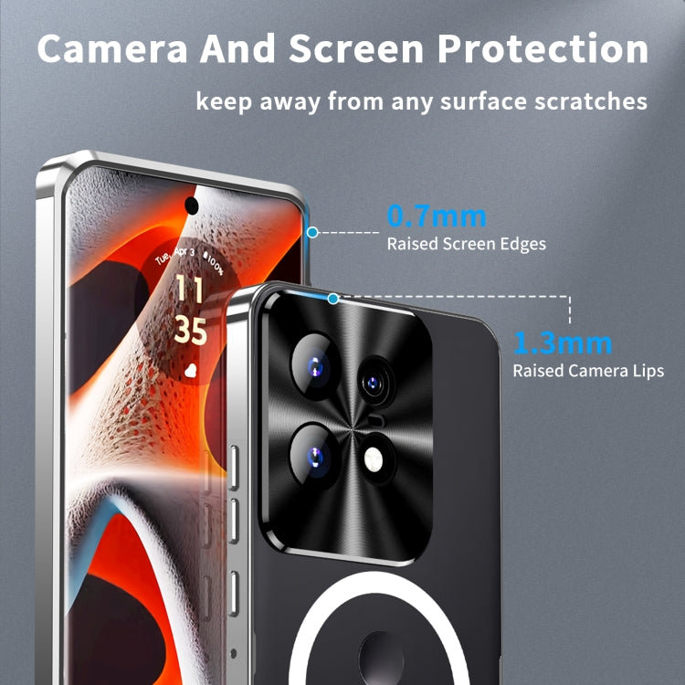 For Motorola Edge 50 Pro Frosted Metal MagSafe Magnetic Phone Case(Silver)