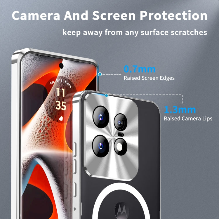 For Motorola Edge 50 Pro Frosted Metal MagSafe Magnetic Phone Case(Silver)
