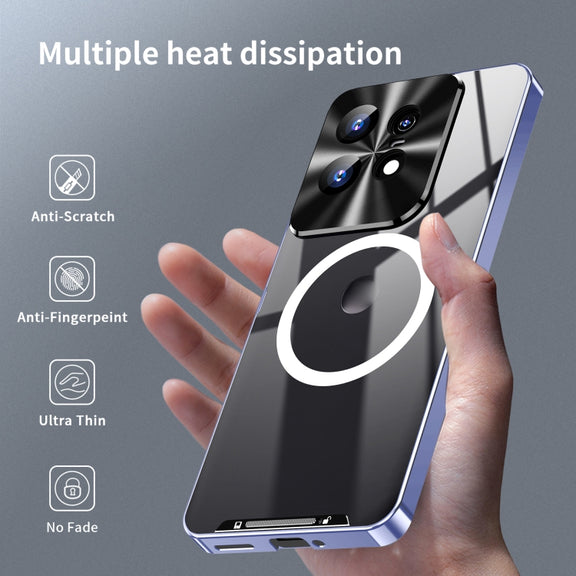 For Motorola Edge 50 Pro Frosted Metal MagSafe Magnetic Phone Case(Puprle)