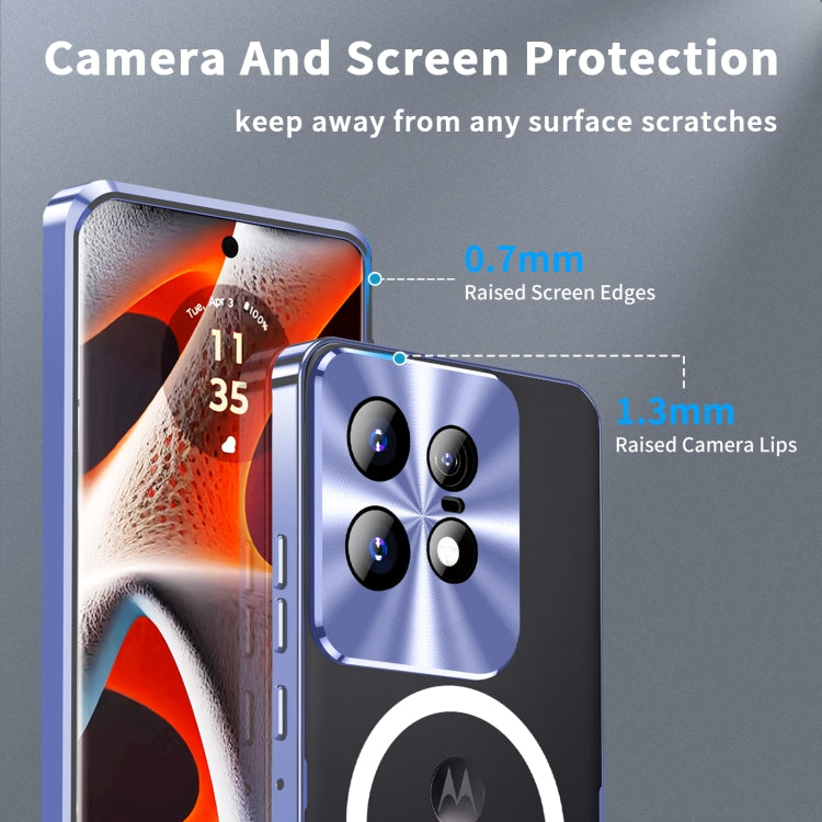 For Motorola Edge 50 Pro Frosted Metal MagSafe Magnetic Phone Case(Puprle)