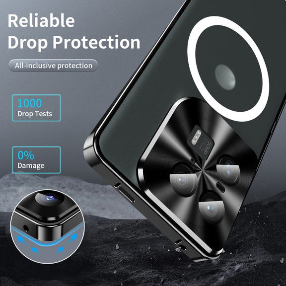 For Motorola Edge 50 Ultra Frosted Metal MagSafe Magnetic Phone Case(Black)