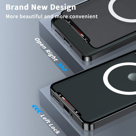 For Motorola Edge 50 Ultra Frosted Metal MagSafe Magnetic Phone Case(Black)