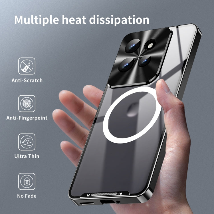 For Motorola Edge 50 Frosted Metal MagSafe Magnetic Phone Case(Black)