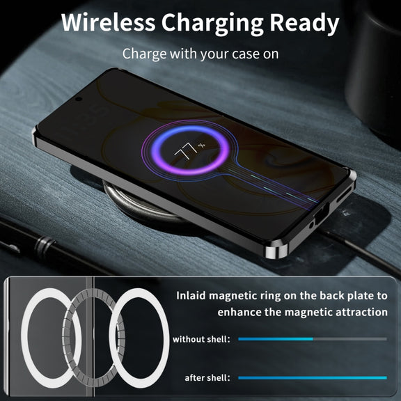 For Motorola Edge 50 Frosted Metal MagSafe Magnetic Phone Case(Black)
