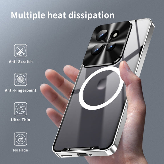 For Motorola Edge 50 Frosted Metal MagSafe Magnetic Phone Case(Silver)