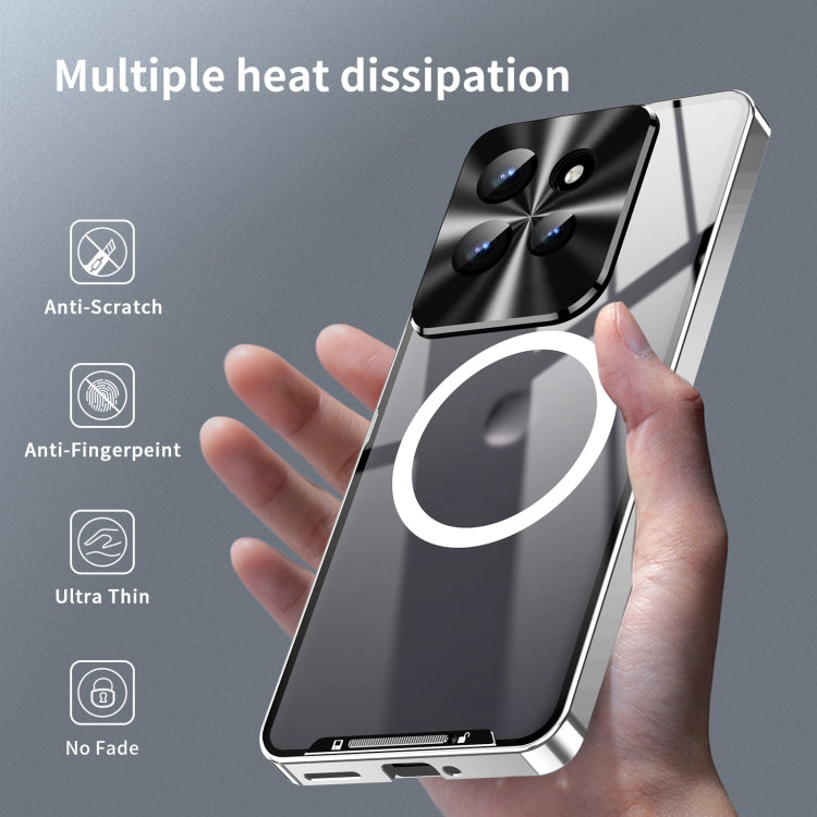 For Motorola Edge 50 Frosted Metal MagSafe Magnetic Phone Case(Silver)