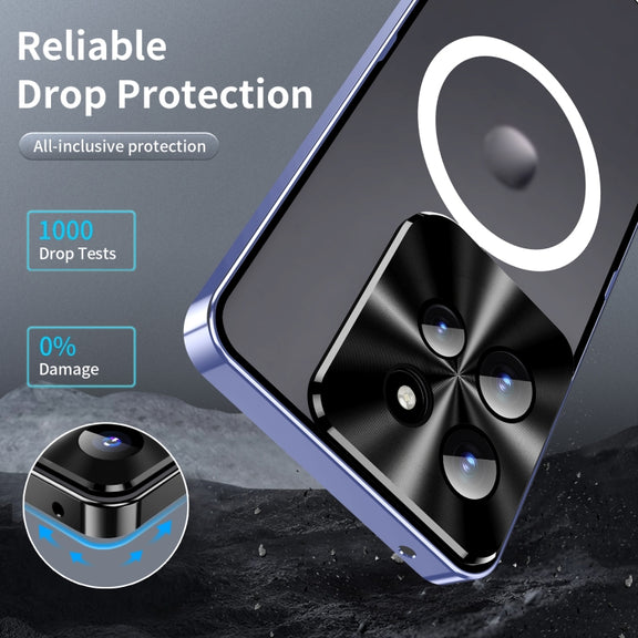 For Motorola Edge 50 Frosted Metal MagSafe Magnetic Phone Case(Puprle)