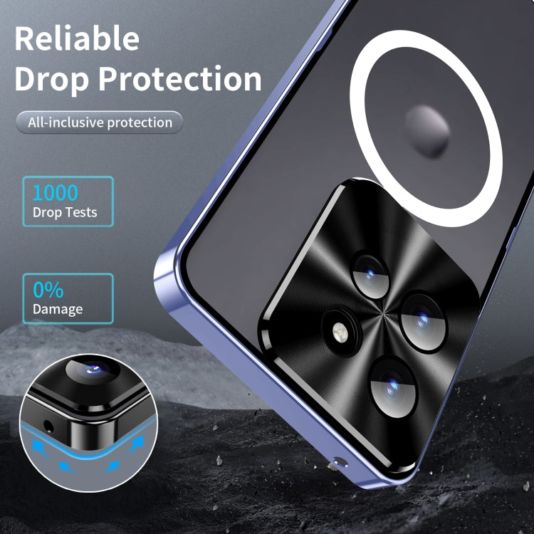 For Motorola Edge 50 Frosted Metal MagSafe Magnetic Phone Case(Puprle)