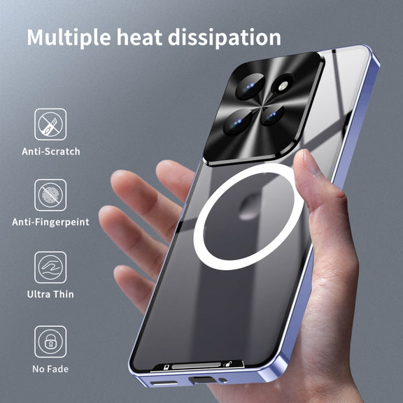 For Motorola Edge 50 Frosted Metal MagSafe Magnetic Phone Case(Puprle)