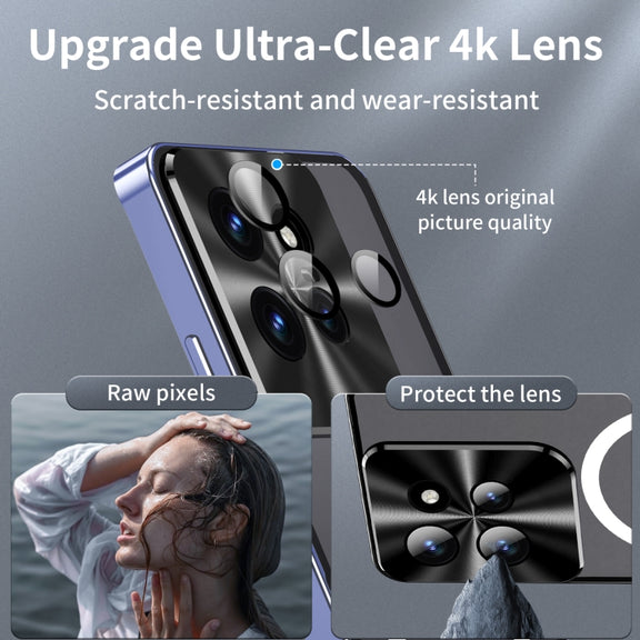 For Motorola Edge 50 Frosted Metal MagSafe Magnetic Phone Case(Puprle)