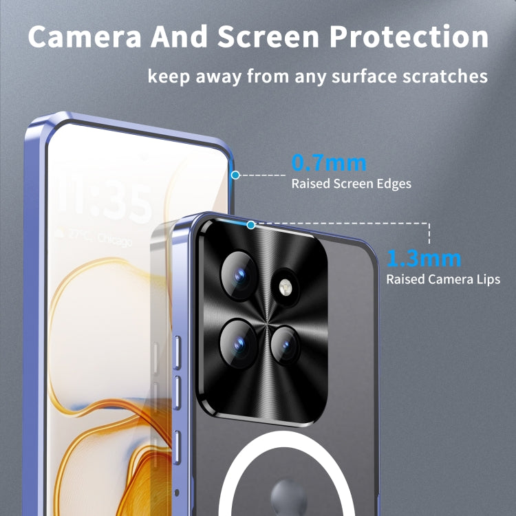 For Motorola Edge 50 Frosted Metal MagSafe Magnetic Phone Case(Puprle)