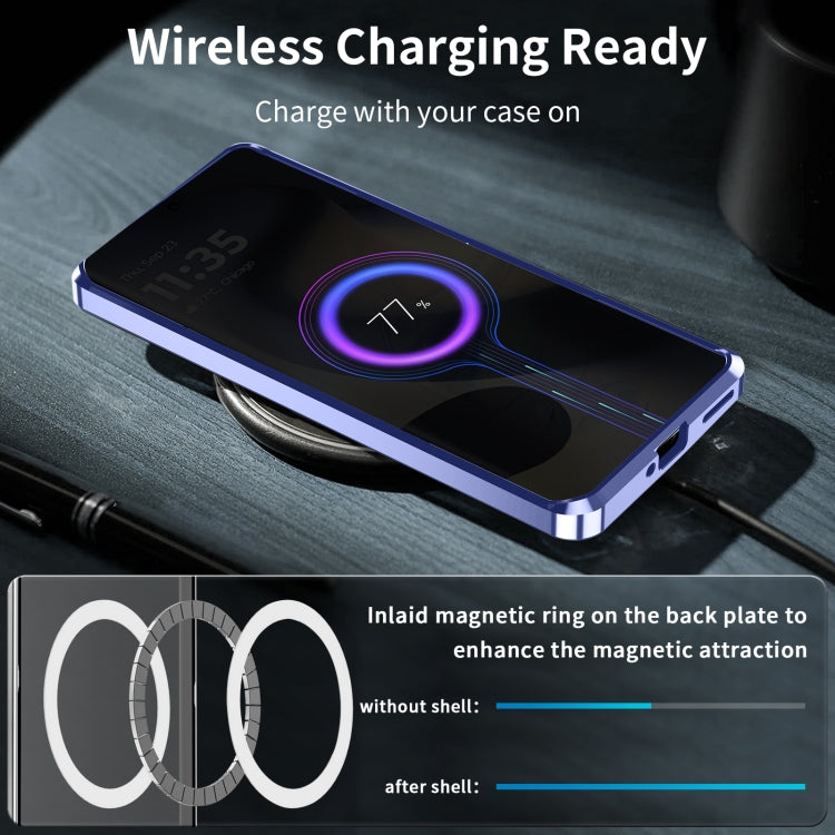For Motorola Edge 2024 Frosted Metal MagSafe Magnetic Phone Case(Puprle)