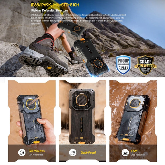 Ulefone Armor 26 Ultra Rugged Phone, 12GB+512GB, 6.78 inch Android 13 MediaTek Dimensity 8020 Octa Core, Network: 5G, NFC(Black)
