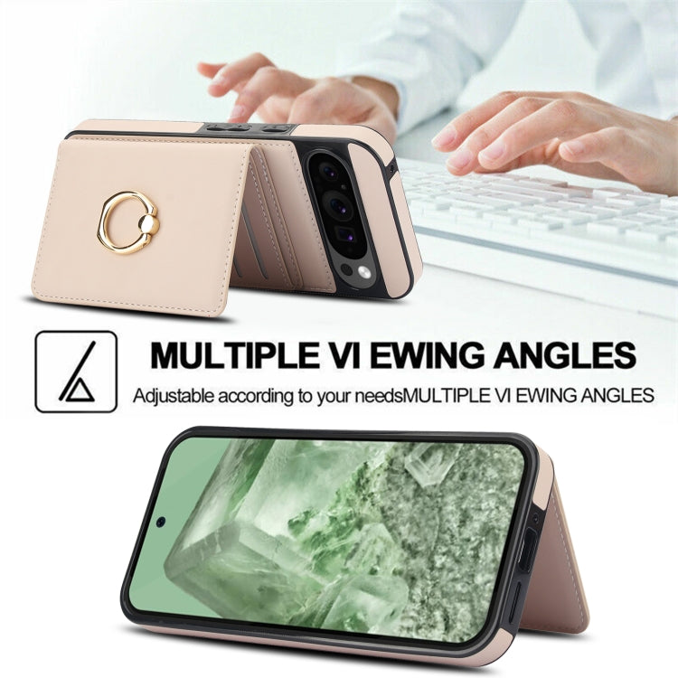 For Google Pixel 9 RFID Anti-theft Card Ring Holder Phone Case(White) - Google Cases by PMC TechLife | Online Shopping South Africa | PMC TechLife | Buy Now Pay Later Mobicred