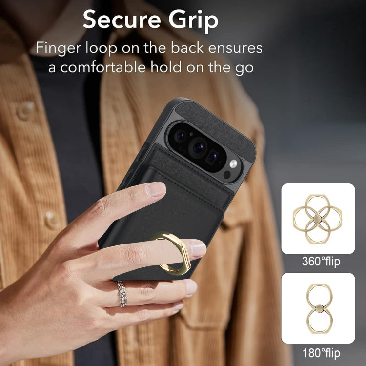 For Google Pixel 9 RFID Anti-theft Card Ring Holder Phone Case(Black)