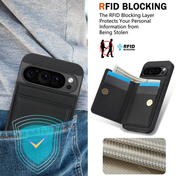 For Google Pixel 9 RFID Anti-theft Card Ring Holder Phone Case(Black)