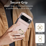 For Google Pixel 9 RFID Anti-theft Card Ring Holder Phone Case(Rose Gold)