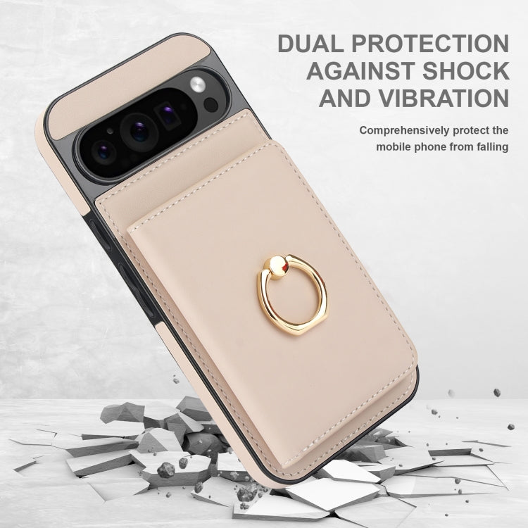 For Google Pixel 9 Pro XL RFID Anti-theft Card Ring Holder Phone Case(White) - Google Cases by PMC TechLife | Online Shopping South Africa | PMC TechLife | Buy Now Pay Later Mobicred