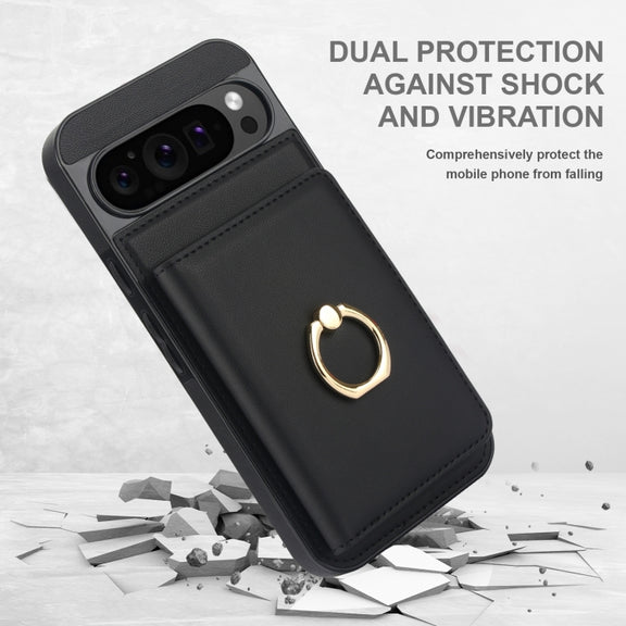 For Google Pixel 9 Pro XL RFID Anti-theft Card Ring Holder Phone Case(Black)