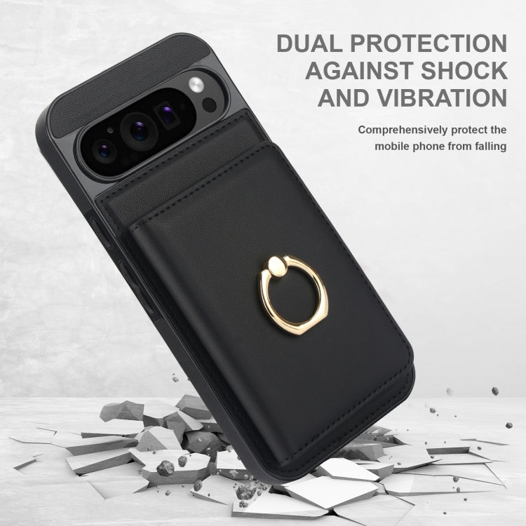 For Google Pixel 9 Pro XL RFID Anti-theft Card Ring Holder Phone Case(Black)