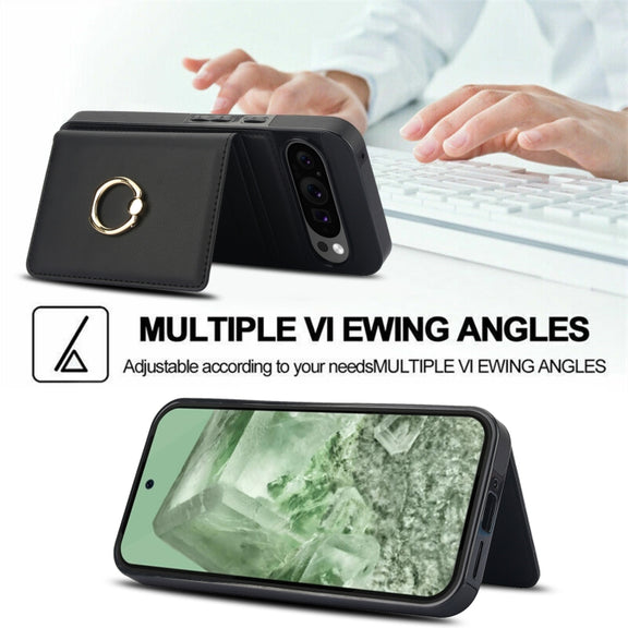 For Google Pixel 9 Pro XL RFID Anti-theft Card Ring Holder Phone Case(Black)