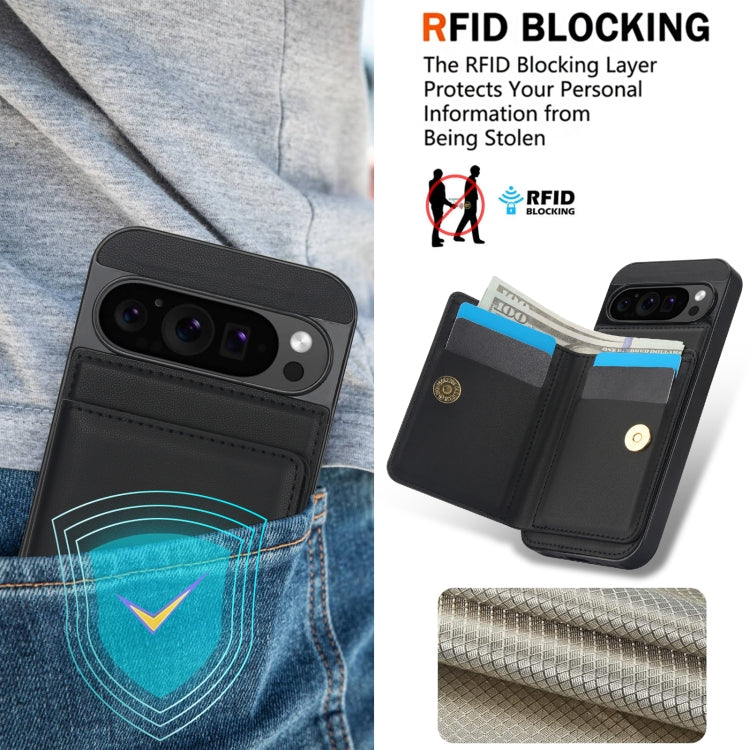 For Google Pixel 9 Pro XL RFID Anti-theft Card Ring Holder Phone Case(Black)