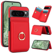 For Google Pixel 9 Pro XL RFID Anti-theft Card Ring Holder Phone Case(Red)