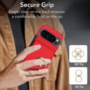 For Google Pixel 9 Pro XL RFID Anti-theft Card Ring Holder Phone Case(Red)