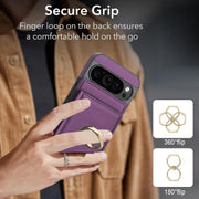 For Google Pixel 9 Pro XL RFID Anti-theft Card Ring Holder Phone Case(Dark Purple)