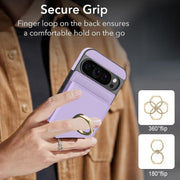 For Google Pixel 9 Pro XL RFID Anti-theft Card Ring Holder Phone Case(Purple)