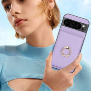 For Google Pixel 9 Pro XL RFID Anti-theft Card Ring Holder Phone Case(Purple)