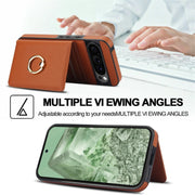 For Google Pixel 9 Pro XL RFID Anti-theft Card Ring Holder Phone Case(Brown)
