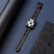 For Apple Watch Ultra 2 49mm Mesh Calfskin Genuine Leather Watch Band(Black)