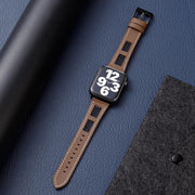 For Apple Watch Ultra 2 49mm Mesh Calfskin Genuine Leather Watch Band(Coffee)