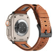 For Apple Watch Ultra 2 49mm Mesh Calfskin Genuine Leather Watch Band(Light Brown) - Watch Bands by PMC TechLife | Online Shopping South Africa | PMC TechLife | Buy Now Pay Later Mobicred