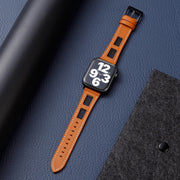 For Apple Watch Ultra 2 49mm Mesh Calfskin Genuine Leather Watch Band(Light Brown)