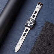 For Apple Watch Ultra 2 49mm Mesh Calfskin Genuine Leather Watch Band(White)