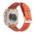 For Apple Watch Ultra 49mm Mesh Calfskin Genuine Leather Watch Band(Orange) - Watch Bands by PMC TechLife | Online Shopping South Africa | PMC TechLife | Buy Now Pay Later Mobicred