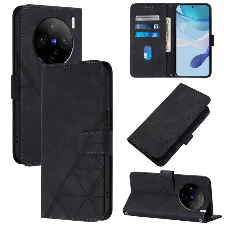 For vivo X100s Crossbody 3D Embossed Flip Leather Phone Case(Black) - vivo Cases by PMC TechLife | Online Shopping South Africa | PMC TechLife | Buy Now Pay Later Mobicred