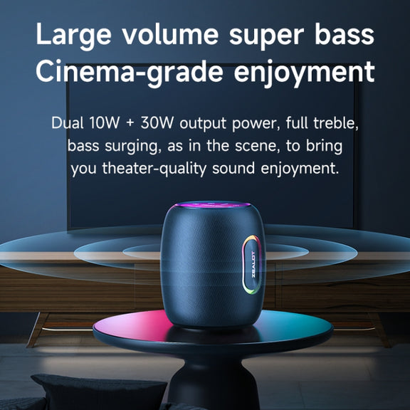 Zealot S64 Shocking Sound Super Subwoofer Bluetooth Speaker with RGB Light(Black)