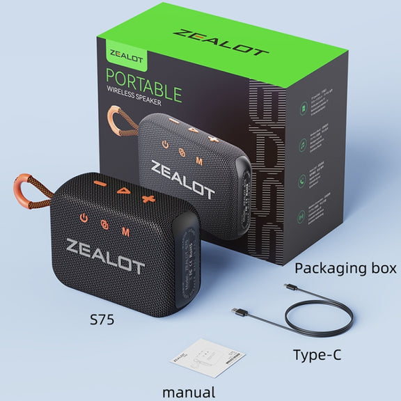 Zealot S75 Portable Outdoor IPX6 Water-resistant Bluetooth Speaker(Black)